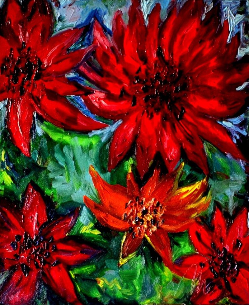 35 - Velké květy - olej na plátně - 60 x 50 cm - r. 2007